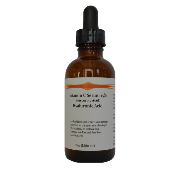 Vitamin C Skin Serum 15% (L-ascorbic Acid) with Pure Hyaluronic Acid Anti Aging Serum 32oz