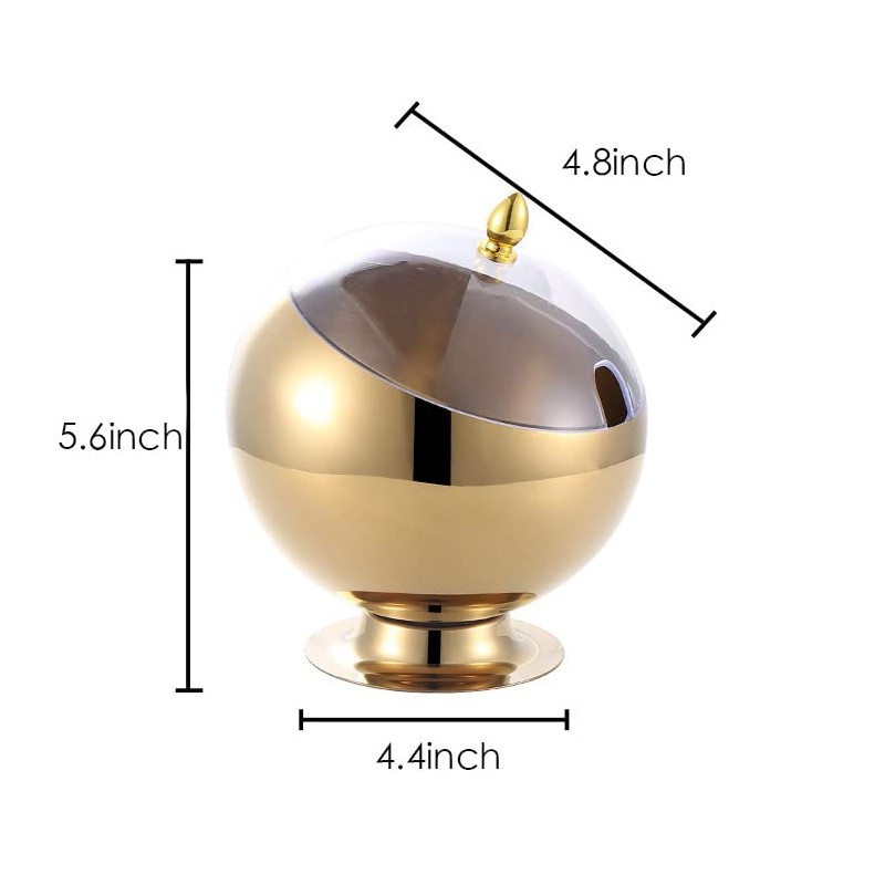 Mozacona Gold Stainless Steel Spherical Sugar Bowl Seasoning Jar Mints
