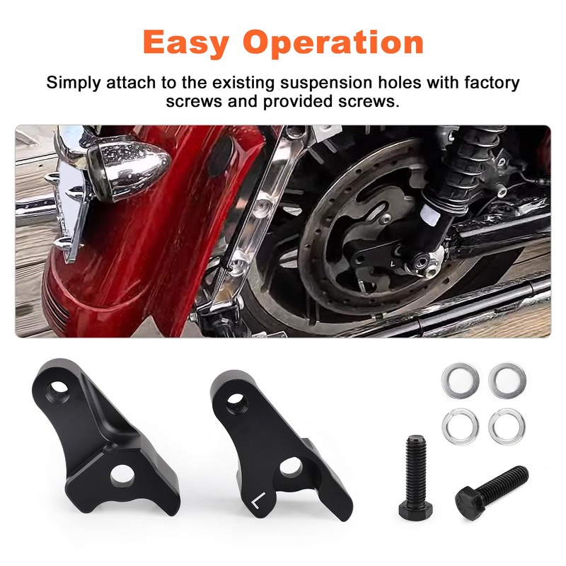 2 Inch Lowering Blocks Kit Fits 2002-2023 HarleyTouring Models/Road Glide/Street