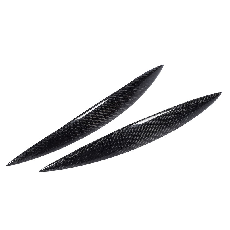 2pcs Carbon Fiber Headlight Eyebrows Left Right Glossy 3K Twill