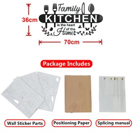 Kitchen Wall Stickers Wall Art - DIY 3D Kitchen Decorations for Walls Acrylic- Kitchen Wall Art Dining Decorations Kitchen Stickers for Walls Kitchen Wall Decor for Dining Room (Silver, 35 * 70cm)