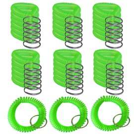 HAMIYELL Pack of 36 Colorful Spring Spiral Wrist Coil Key Chain, Wristband Key Ring (Green)