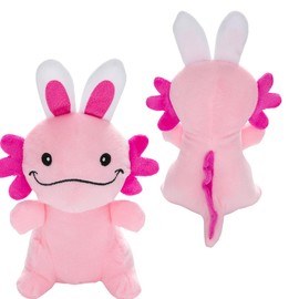 3 pc Easter Basket Stuffers, Girls or Boys Basket - 5 Inch Axolotl Plush Friend w/Easter Bunny Ears, Axolotl Gift Set, Gift Bag For Kids With Jelly Beans and Marshmallow Peeps