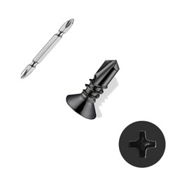 ANCHOREASE #8×1/2″ Sheet Metal Screws 400Pcs, 410 Stainless Steel Black Self Drilling Screws, Flat Head Phillips Fast Self Tapping Screws