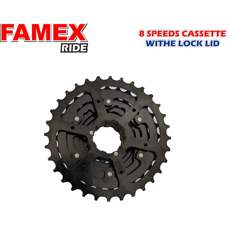 FAMEX RIDE FR-HG200-8 Bike Cassette, 8-Speed, Steel, Black