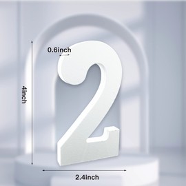 AOCEAN 4 Inch White Wood Numbers Unfinished Wood Number for Wall Decorative Standing Numbers Slices Sign Board Decoration for Craft Home Party Projects (2)