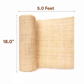 18" Width Square Rattan Cane Webbing Roll 5 Feet for Caning Projects Fine Radio Net Mesh Pre Woven Open Rattan Fabric Furniture Woven Rattan Sheet Crafts Chair Caning Supplies Wicker (5 Feet)