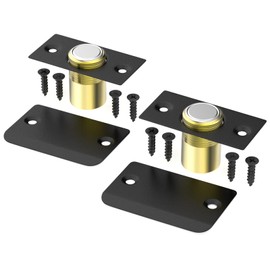 Upgraded Magnet Door Catch, Adjustable Strong Magnetic Ball Catch for Top of Door, Replacement for Ball Catches, Concealed Magnet Door Latch for French Double Doors Closet Door Hardware 2 Pack Black