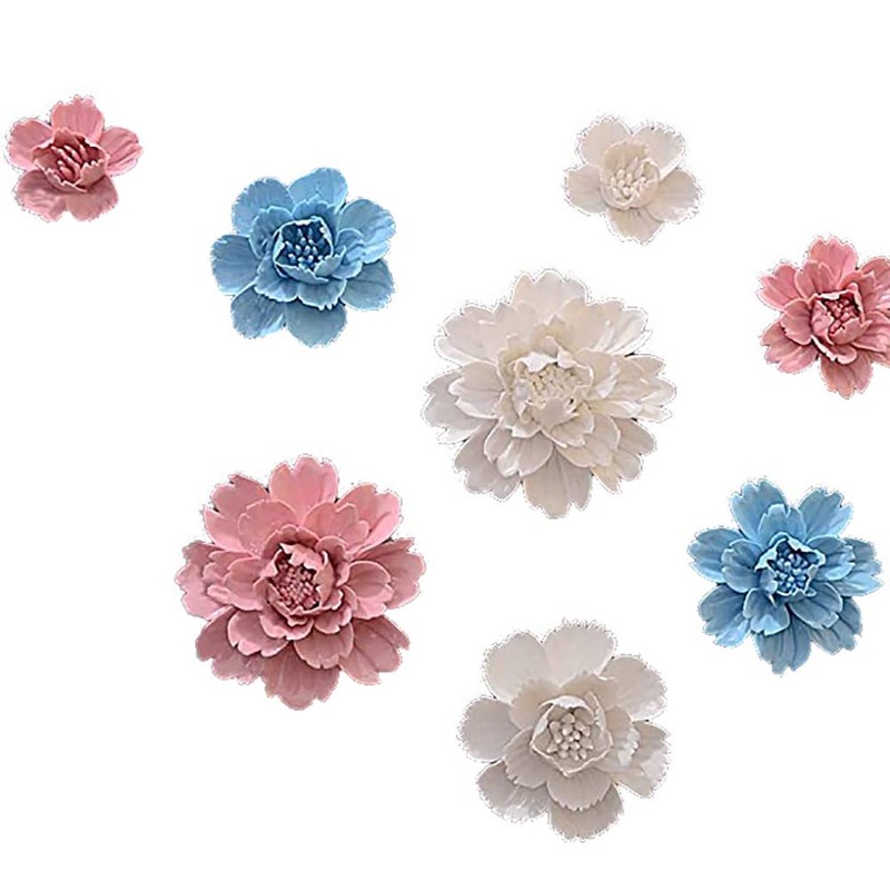 ALYCASO 6 PCS/Set Ceramic Flower Wall Décor Artificial 3D Flower