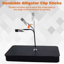 GOLD DEER Metal Painting Stand Base Holder and 12pcs Magnetic Bendable Alligator Clip Sticks and 15 Pieces Clean Brush Set Modeling Tools for Airbrush Spray,Gundam Hobby Model Parts Assemble