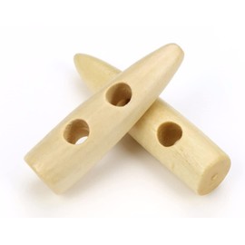 Pack of 12 Toggle Buttons Natural 30 mm Wedge Toggle 2 Holes Oblong Buttons Wedge Buttons for Sewing Crafts Jacket Buttons Coat Buttons