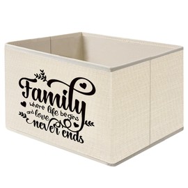 Mancheng-zi Family Reunion Gifts Collapsible Storage Bins, Family Where Life Begins and Love Never Ends Inspirational Toys Books Clothes Storage Organizer Baskets for Living Room Bedroom
