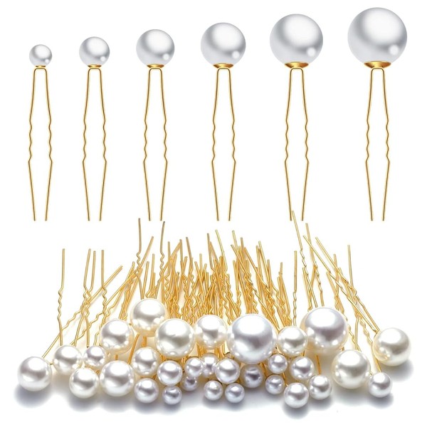 EIHI Pack of 30 Pearl Hair Pins UForm Bridal Hair