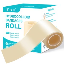 Hydrocolloid Roll for Wound Care, Large Hydrocolloid Patch Bandages with Self-Adhesive, Bed Sore Bandages, Highly Absorbent for Burn, Blister, Acne Care, Sterile and Waterproof (2in x 5ft)