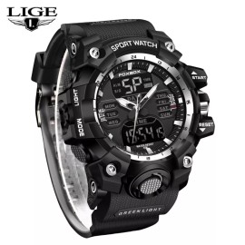 Lige Men's Watch Quartz Date Alarm Digital Luminous 5ATM Waterproof Boy Wrist Watches