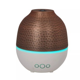 Aromar Hammered White Aluminum Ultrasonic Aroma Oil Diffuser 250ml (91110)