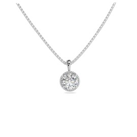 Adora Fine Jewelry 14K White Gold Moissanite Round Cut Rope Bezel Pendant | 0.75 CTW | Pendant Only | FOR HER