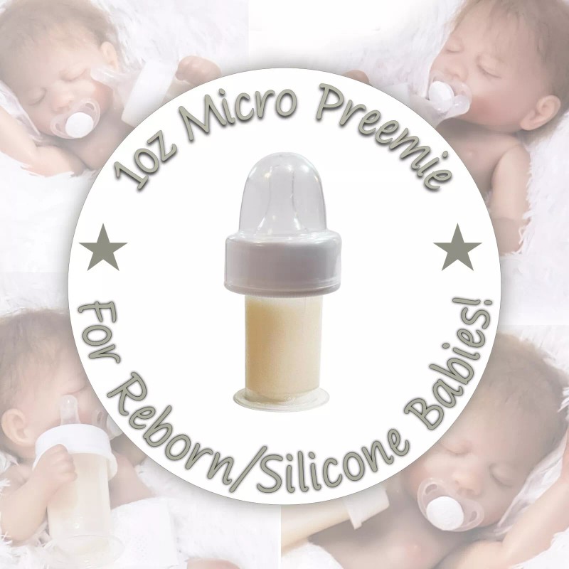 Reborn Micro Preemie Bottle w/No Hole Nipple For Reborn/Silicon