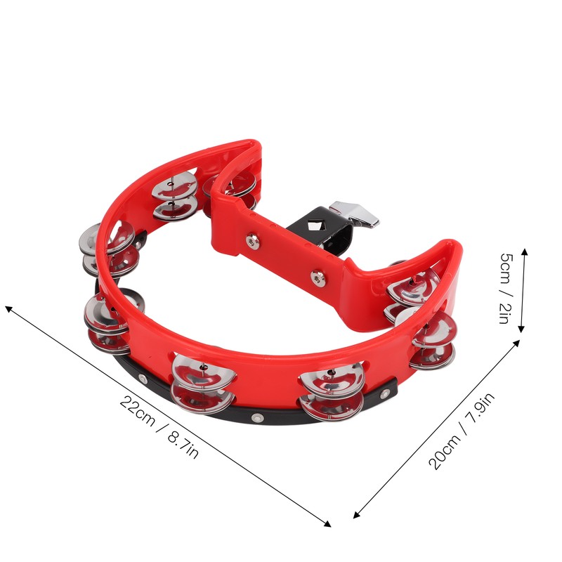 Tambourine Single Row Metal Jingle Bells Handheld Percussion Drum Instrument