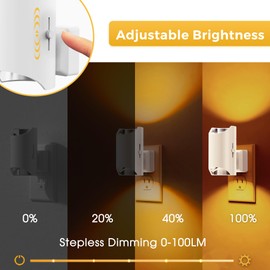 L LOHAS LED Night Light, Amber Night Light, Dimmable Night Light, Light Sensor, Soft Night Light, Yellow Night Light, Sleep Light for Kids, Warm Night Light for Bedroom, Hallway, 2 Pack