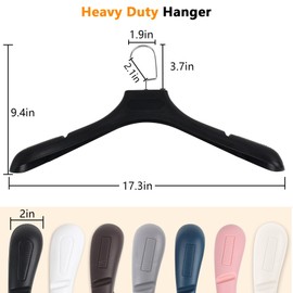 DEDU Suit Hangers for Men 20 Pack, Extra Wide Suit Hanger Non Slip Width 17.7", Thick Plastic Coat Hangers Black with Metal Hook