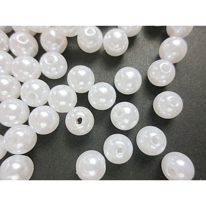 300 Pcs Acrylic Beads Pearl White 8mm Jewelry Making Huey