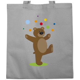 Shirtracer - Animal motif animal print - children's bear motif - fabric bag made of cotton jute bag long handle, 1 Light Grey, Einheitsgröße