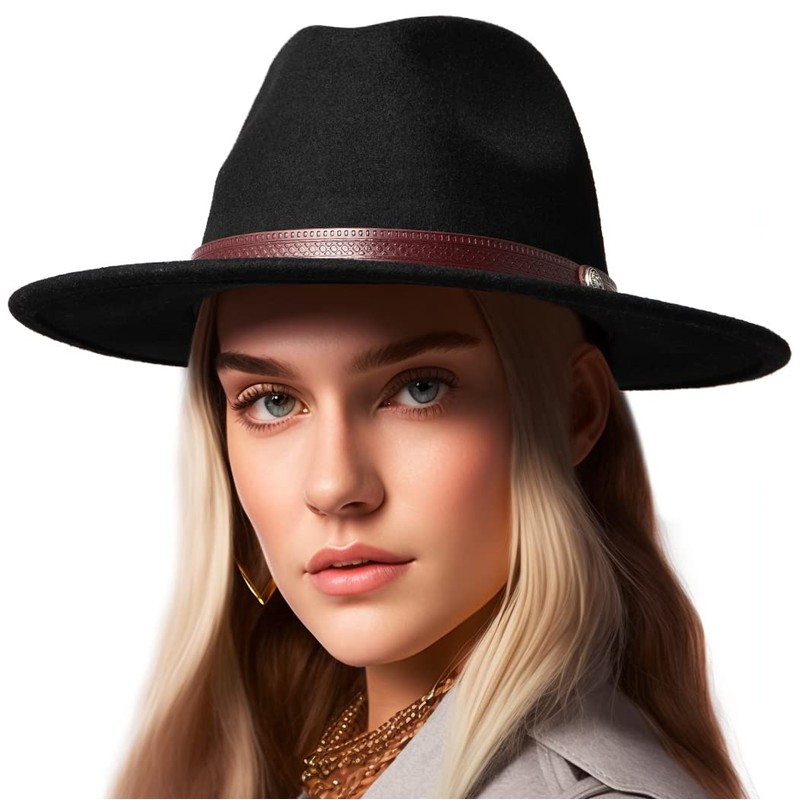 LADYBRO Fedora Hats for Women Wide Brim Hat, Incld 3