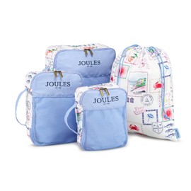 Joules Postcards Packing Cubes, 4 Piece Set, Luggage Organization, Travel Accessory
