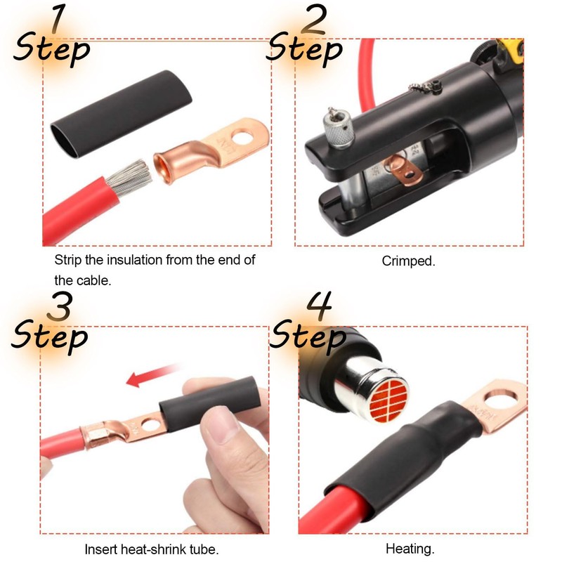25pcs 2 AWG 3/8" Stud Copper Ring Terminals Battery Cable