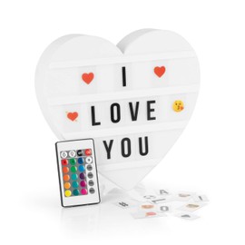 EASYmaxx LED Light Box Light Box - For Individual Text Messages Mega Set with 150 Colourful Emojis and 173 Interchangeable Letters, Numbers and Symbols [Heart]