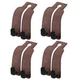 4 PCS Car Seat Back Double Hook, Leather Car Seat Organiser Hooks, Car Headrest Hook, Car Seat Purse Hook, Auto Seat Hook Hangers for Bags,Purses, Handbags, Grocery Bags (Brown)