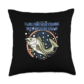 Witty Animal Shooting Friends Fisherman Tracking I Will Find Your Fishing Spot Funny Hunting Humor Hunter Throw Pillow, 18x18, Multicolor