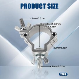 Truss Brackets, Pack of 2 Truss O Clamp, 25-30 mm Stage Lighting Clamp, Hook Clamps Truss, Traverse Clamps, Stage Lighting Hook Clamp, for Movable Stage Lights and Headlights
