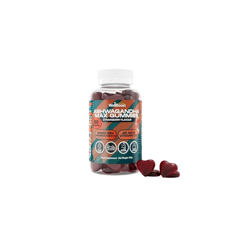 WellBoost Ashwagandha Max Gummies – 3000mg Ashwagandha & 250mcg Vitamin