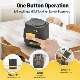 Laser Level, SAVSEC Self Locking & Self Leveling Laser Level IP55 Green Line Laser Cross Line Laser Leveler Tool for Picture Hanging, Tile, Home Renovation, Indoor Project, Battery&Carrying Bag