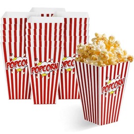 MATANA 100 Large Popcorn Bags Retro Style for Children's Parties & Film Nights, Children's Birthday, Popcorn Machine, Sleepovers, Cinema, Party Bags – 17 x 9 cm – Stable & Easy to Fold