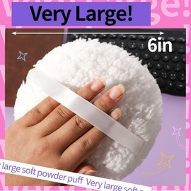Borla para Polvos Corporales de 15 Cm, Suave y Esponjosa, Ideal para Polvos Corporales. Borla Grande, Blanco