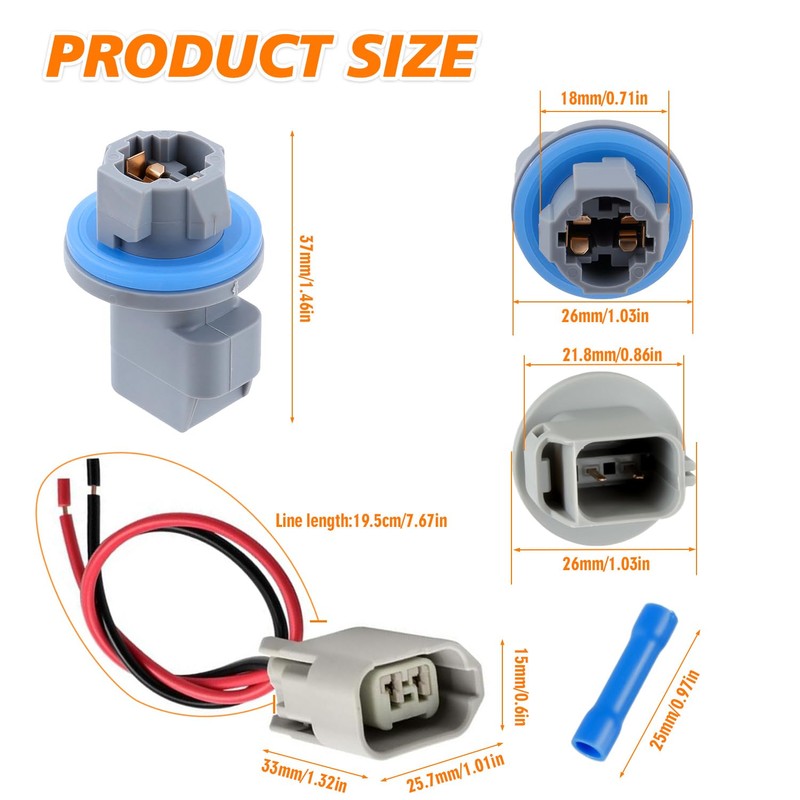 HUAREW Rear License Plate Light Lamp Bulb Socket Connector Wiring