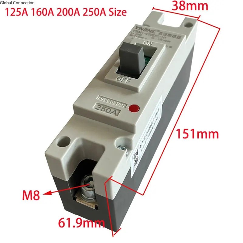 PXKGTQVB 1P 2P DC Circuit Breaker 12V 24v 48V 96V
