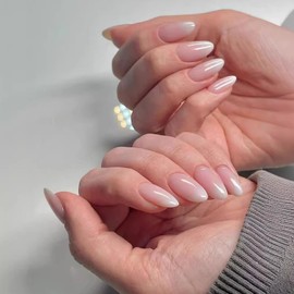 Virellay 360 Pieces Gradient Artificial Fingernails (Pink Gradient Almond, 360 Pieces)