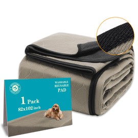 Bunlitent Washable Pee Pads for Dogs 82" x 102", Extra Large Reusable Puppy Pads, Dog Training Pads with Quick Dry, Anti-Slip Dog Pee Pads, Whelping Pads, Puppy Pad, 1 Pack, Brown