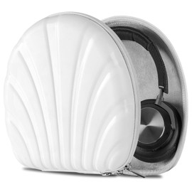 Geekria Shield Headphones Case Compatible with B&O Beoplay H95, H9, H9 3rd Gen, H9i, H8, H7 H6, H4, H2 Case, Replacement Hard Shell Travel Carrying Bag with Cable Storage (Seashell, White)