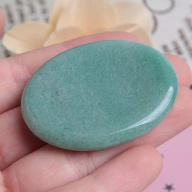 Acxico 2Pcs Jade Palm Stone Green Rock Crystal Healing Reiki Polished Worry Stone