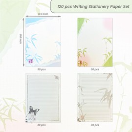 IMagicoo 120 Writing Stationery Paper Pad - Beautiful Bamboo Design Writing Letter Paper Pad Notepad Set, B5 Size, 4 Different Style