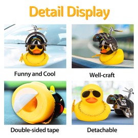 Wonuu Rubber Duck Car Ornament - Yellow Duck with Propeller Helmet for Dashboard Decoration