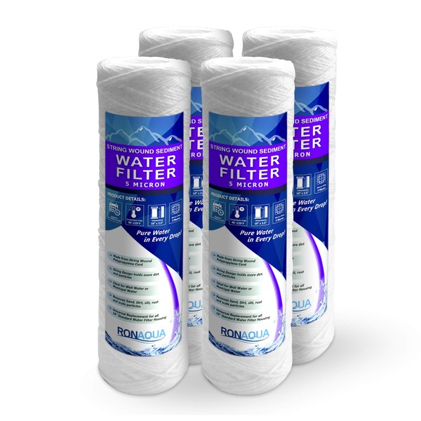 Ronaqua Wound String 5 Micron Sediment Water Filter Cartridges 10