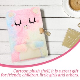 Tofficu Notebook with Lock Diary for Girls Ages 8-12 Cute Dairy Book Plush Diary Book Student Notebook Girls Diary Book Stationery Locking Diary Student Supplies Metal Cartoon Child
