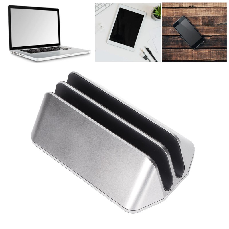 Dual Laptop Stand Vertical 3D Curved Appearance Aluminum Alloy Adjustable