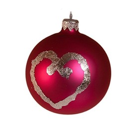 The Design Ball Pink Heart Glass Silver Leaf